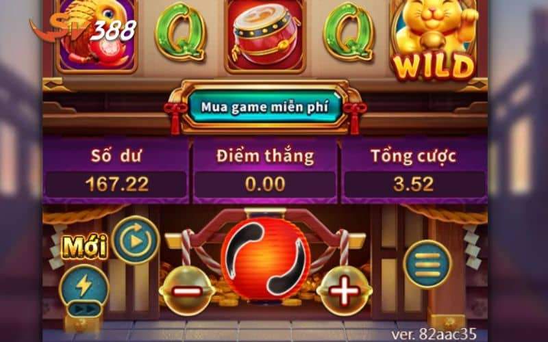 Các nút chức năng khi chơi Mèo Tài Tẩm Bảo
