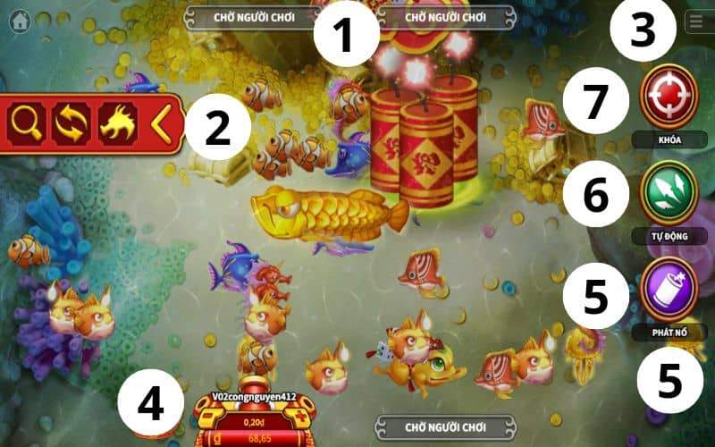 Giao diện và các thành phần trong bắn cá Rồng Nổ