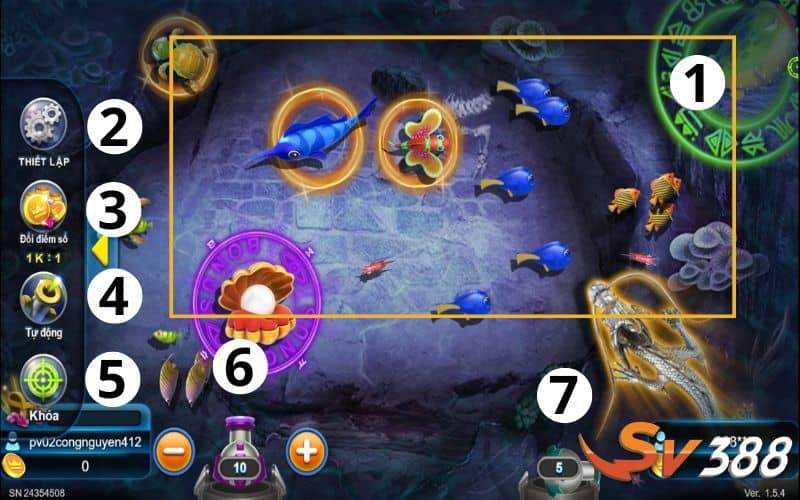 Giao diện trong game Đại Sư Đánh Cá 
